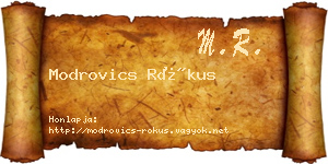 Modrovics Rókus névjegykártya